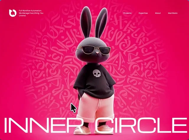 Demo de personaje 3D sobre fondo rosa